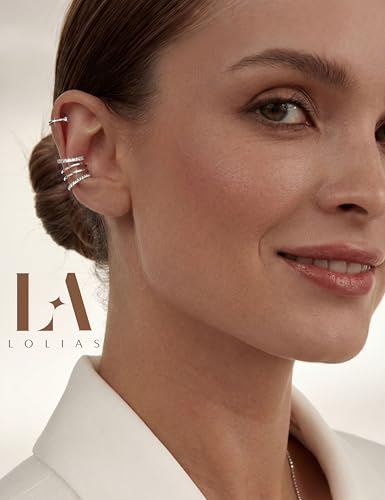 LOLIAS 925 Sterling Silver Ear Cuffs Non Piercing - 14K Gold Plated Ear Cuff Earrings for Women Adjustable Clip on Cartialge Earrings Non Pierced Fake Earring Stacks - color: Silver-Thin Double Hoop