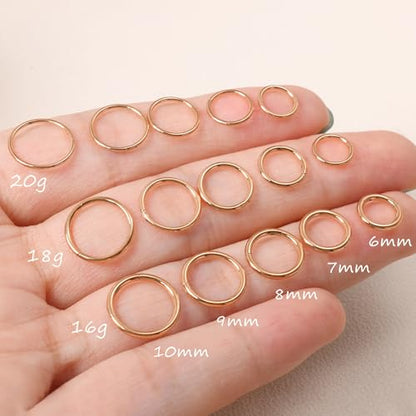 20G 18G 16G Titanium Nose Ring Hoop, Cartilage Hoop Earrings for Women Men Silver Gold Nose Ring Septum Ring Tragus Conch Helix Daith Lip Piercing Jewelry 6mm/7mm/8mm/9mm/10mm - color: Rose Gold-20g, style: 6mm