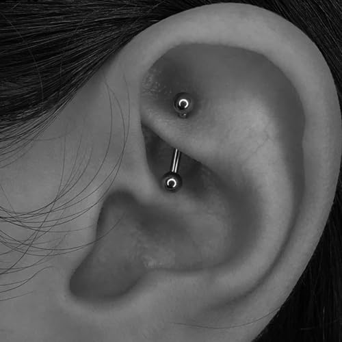 Rook Piercing Jewelry Rook Earrings for Women Eyebrow Rings Surgical Steel Vertical Labret Jewelry 16g 14g Curved Barbell Snug Daith Surface Tragus Piercing Jewelry Silver Gold - color: A6-4pcs+balls-gold