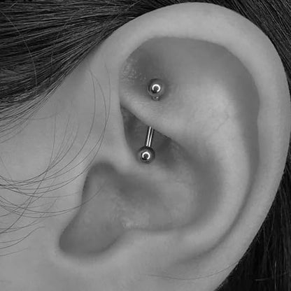 Rook Piercing Jewelry Rook Earrings for Women Eyebrow Rings Surgical Steel Vertical Labret Jewelry 16g 14g Curved Barbell Snug Daith Surface Tragus Piercing Jewelry Silver Gold - color: A6-4pcs+balls-gold