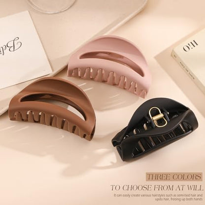 3 Pcs Flexible Hair Clip, 4.1Inch Flexible Claw Clip for Sleeping | Unsnappable Soft Claws Clips for Lying Down & Driving, Non-slip Strong Hold Hair Clips for Thin Thick Hair, Brown&Pink - color: Brown-pink