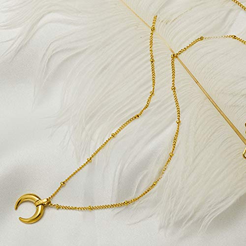 Jude Jewelers Stainless Steel Moon Crescent Half Circle Charm Statement Anniversary Colloar Necklace - color: Gold