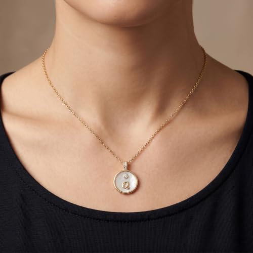 Initial Necklaces for Women Mother of Pearl Gold Letter Necklace Pendant - color: Letter Q