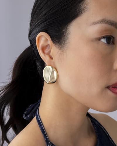 PAVOI 14K Gold Plated Sterling Silver Posts Chunky Vintage Organic Hammered Brushed and Textured Geometric Earrings for Women | Statement Earring Pair - style: Hammered