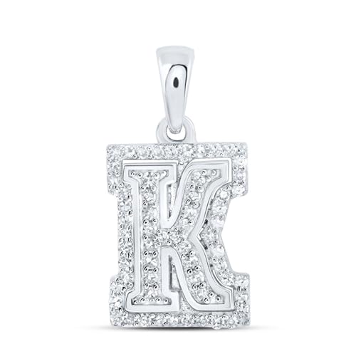 Sonia Jewels Solid 10K Yellow and White Gold Two Tone Real Natural Diamond Womens A-Z Initial Letter Pendant Charm for Necklaces 1/6 Carat (.17 Cttw) - style: K - White Gold