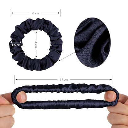 LILYSILK 9 Pack 100 Real Mulberry Silk Scrunchies Black for Women Mini- Colorful Hair Bow Ties- Girls- Unique Bobble Elastics Hair Scrunchy- Soft Cute - color: 9pc-Mini