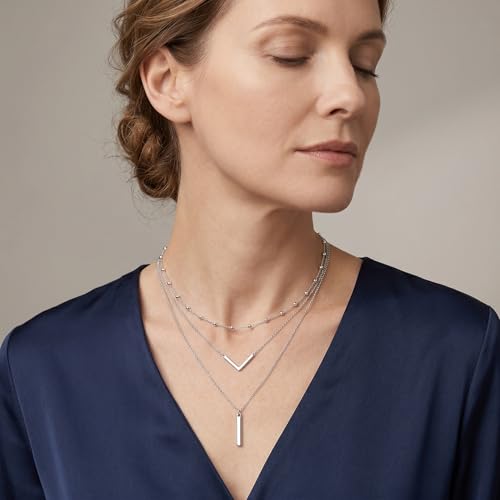 MONGAS Boho Layered Necklace Sterling Silver Triple 3 Stacked Vertical Bar Triangle Long Layering Necklaces Christmas Jewelry Gifts for Women - style: Bar