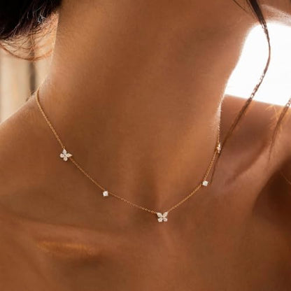 Gold Choker Necklace for Women, Dainty Gold Necklace 14k Gold Plated Simple Coin Butterfly Choker Necklaces for Women Trendy Charm Cute Non Tarnish Gold Necklace Fashion Waterproof Jewelry - color: D-Gold