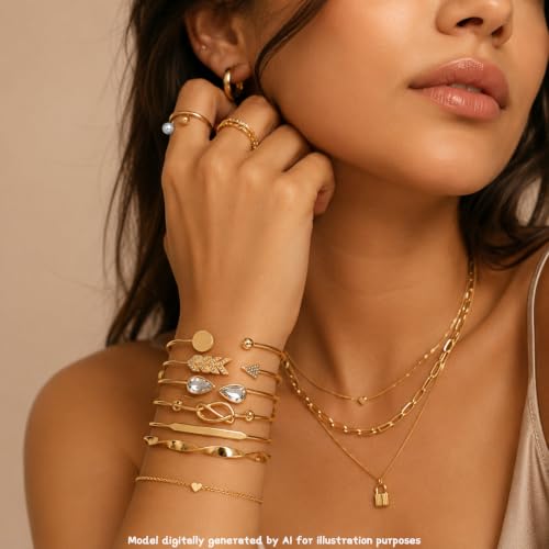 68-80 Pcs Jewelry Sets for Women, Gold Silver Bulk Jewelry Set with Rings Earrings Necklaces Bracelets, Hypoallergenic Fashion Jewelry Sets for Women Wedding Birthday Gifts - color: Gold 1