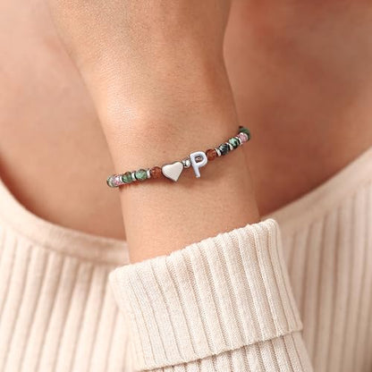 Heart Initial Bracelets for Teen Girls, Teen Girl Gifts Trendy Stuff, Christmas Stocking Stuffers for Kids, Unique Gifts for Teenage Girls on Birthday Graduation - style: P