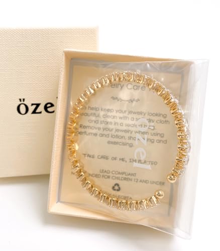 OZEL – Women’s Gold Cuff Bracelets – 18K Gold Plated Textured Bangles with Multi-Color Crystal & Rhinestone Accents – Layered Stacking Jewelry - color: 2C0380