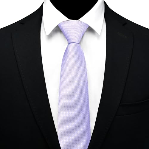 GUSLESON 3.15"（8cm） Mens Pre-tied Adjustable Zipper Tie Solid Necktie for Business and Wedding - color: Light Purple