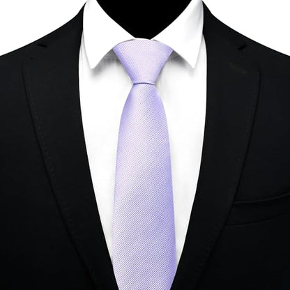 GUSLESON 3.15"（8cm） Mens Pre-tied Adjustable Zipper Tie Solid Necktie for Business and Wedding - color: Light Purple