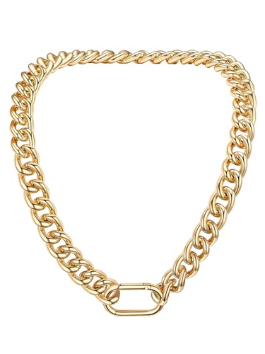 Chunky Gold Necklace for Women, 14K Gold Cuban Chain with Oval Spring Ring, 13MM/16MM/23MM 14K Gold Plated Womens Gold Chain Necklace Hip Pop Trendy Jewlry Gifts - size: 18 inchs, style: 13MM -14K Gold