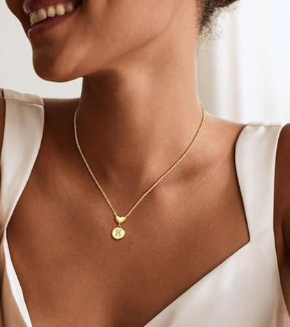 Howoo 14K Gold Plated Initial Necklace for Women Heart Necklace for Women Round Zircon Letter Pendant Plated Adjustable Necklaces Birthday Galentines Valentine Gifts Jewelry - color: J, style: style 1