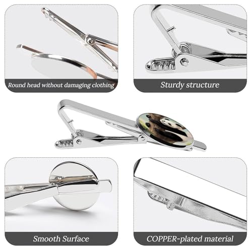 Tie Clip for Men, Tie Bar Cufflinks Set, Copper Necktie Clip And Shirt Cuff Links for Business Wedding Gift - color: Panda Tree Climb