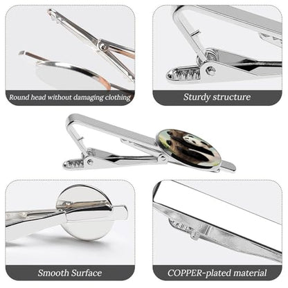 Tie Clip for Men, Tie Bar Cufflinks Set, Copper Necktie Clip And Shirt Cuff Links for Business Wedding Gift - color: Panda Tree Climb