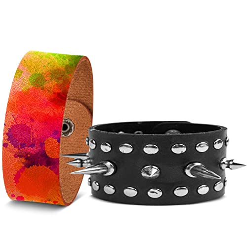 24 Pcs Plain PU Leather Bracelets Blank Snap Bracelets Wrist Cuffs DIY Craft Wristbands for Men Women Jewelry Making, 8.66 x 0.98 Inch, Leather Style