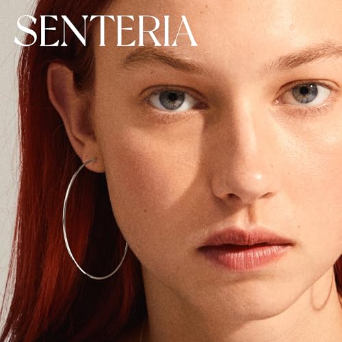 Senteria Thin Gold Hoop Earrings for Women 14K Gold Plated 30/40/50/60/70mm | Hypoallergenic 925 Sterling Silver Post Lightweight Endless Large Big Gold Hoop Earrings Lead-Free Nickel-Free Sensitive Ears - color: 60mm Silver