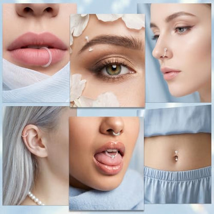 Yolev 30 Clear Nose Rings Studs Acrylic Nose Piercing Retainer Invisible Nose Stud for Work Flexible Nose Ring Retainer Nose Ring Hoop Belly Button Septum Lip Eyebrow Tongue Nipple Rings Body Jewelry