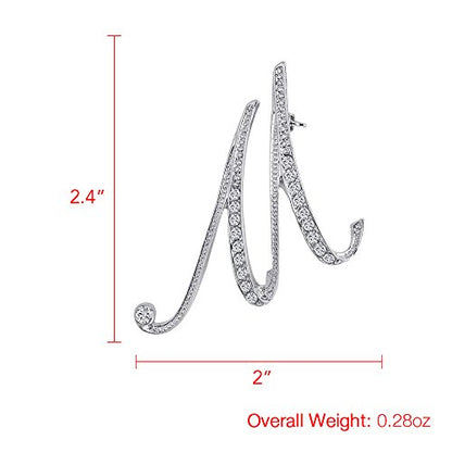 A-Z 26 Letters Pins Brooches Silver Plated Metal Broaches Pins-Clear Crystal Initial Breastpin - color: 1pcs-M