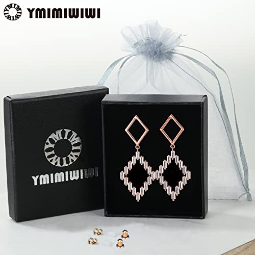 Earrings Holy Stud Earrings for Girls/Women, Sliver Gold Wedding Earrings for Bridesmaids - color: Rhomboid|Rose Gold