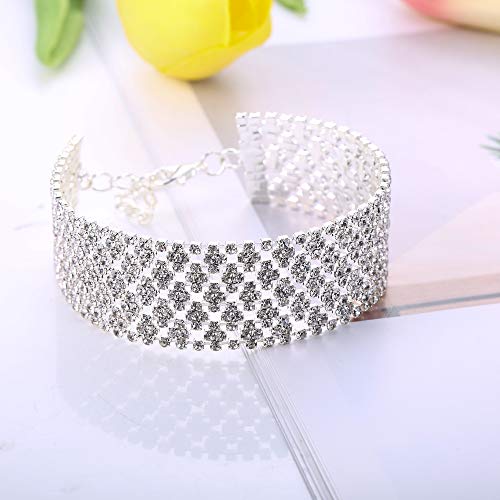 JOERICA Bridal Wedding Crystal Bracelet and Earrings Jewelry Set Rhinestone Dangle Earrings Adjustable Bracelet Bangle for Women Bridesmaid Jewelry Set