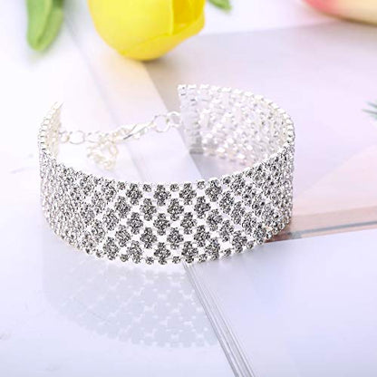 JOERICA Bridal Wedding Crystal Bracelet and Earrings Jewelry Set Rhinestone Dangle Earrings Adjustable Bracelet Bangle for Women Bridesmaid Jewelry Set