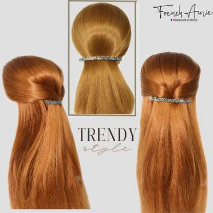 French Amie Long and Thin Opera Large 4 Inch Hair Clip Barrette | Handmade Automatic For Girls Women Teens Adults Everyday Style - color: Opera