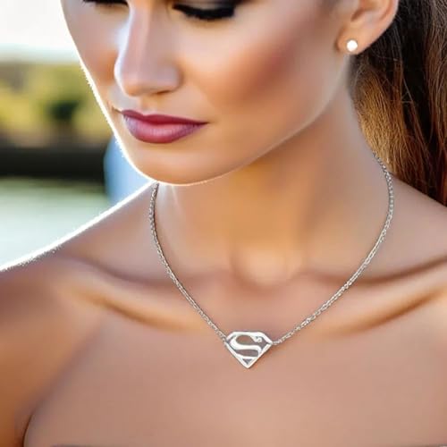 Tapp Collections Stainless Steel Superhero Pendant Necklace - color: Super-W / Steel Chain / Silver Color