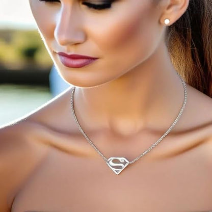 Tapp Collections Stainless Steel Superhero Pendant Necklace - color: Super-W / Steel Chain / Silver Color