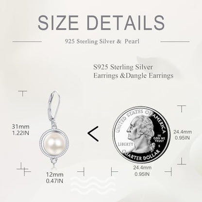 FreshWater Pearl Dangle Earrings 925 Sterling Silver Lapis lazuli Turquoise Larimar Opal Black Pearl Leverback Earrings for Women Birthday Hypoallergenic - style: pearl cz earrings