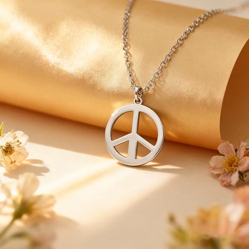 Baydurcan Dainty Silver Necklace for Women Ankh Horse Celtic Necklace Gifts | Dainty charm gifts for friends sister mother, birthday, christmas, graduation gifts. Ready to give with card & envelope. - style: Peace