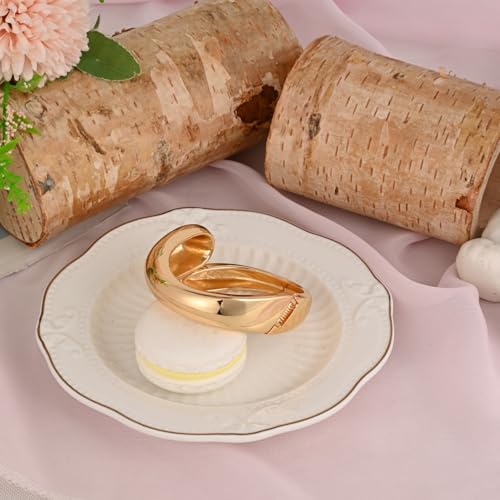 Gold Polished Chunky Twisted Hinged Waterdrop Bangle Bracelet Trendy Chunky Adjustable Gold Bangle for Women Spiraled Oval Bracelet