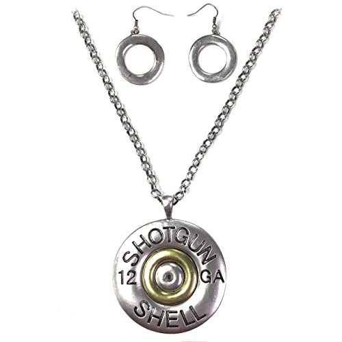 Western Peak Hammered Plate Hide Your Crazy Act Like a Lady 12 Gauge Shotgun Shell Leather Cuff Bracelet Necklace - color: Shotgun Shell Necklace