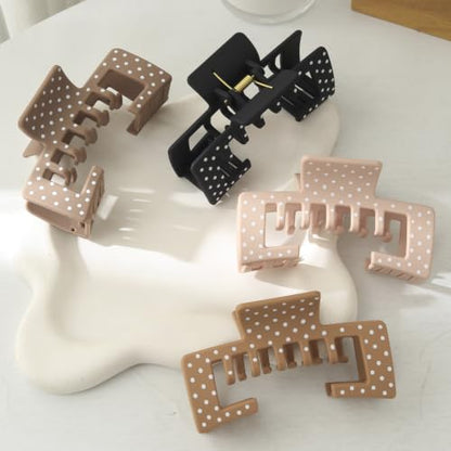4 Pack Hat Claw Clips for Women, 4.1 Inch Large Hair Clips for Thick Hair | 2-in-1 Cute Hair Claw Clips Strong Hold Jaw Clips for Daily Styling, Baseball Cap & Trucker Hat, Polka Dot (Patent Pending) - color: Polka Dot