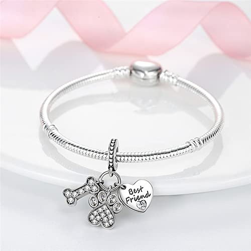 Pandach 925 Sterling Silver Charms for Bracelets and Necklaces Travel Round The World Beads Charms Relaxation Dangle Pendant,Jewelry Beads Gifts for Women - style: Bones cute claw love Charm