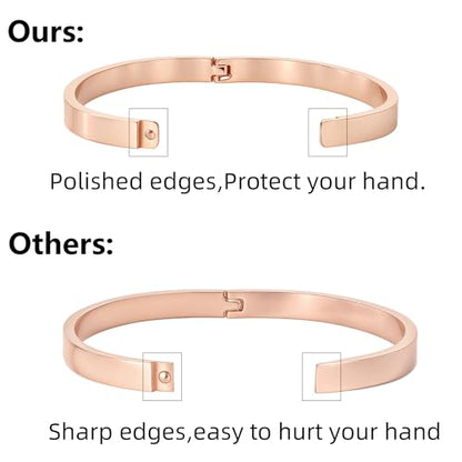 Christian Bible Verse Love Bangle Bracelet for Women, 18K Gold Plated Stainless Steel Oval Cuff, Inspirational Faith Jewelry Gift for Mom Daughter Sister Friend (Rose Gold-FAITH OVER FEAR)