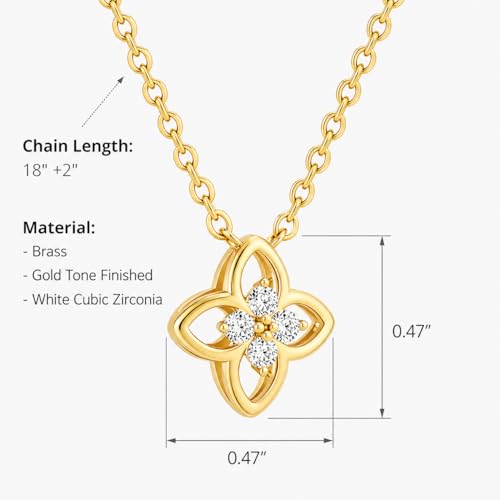 COBI T Bar Necklace for Women, Circle Pendant Necklaces,Gold Tone Finished Four Leaf Clover | Link Chain Necklace with T-Bar Charm, Adjustable 17"/18"+2" Jewelry Gift - color: Gold, style: Four Leaf Clover