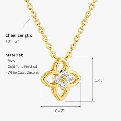 COBI T Bar Necklace for Women, Circle Pendant Necklaces,Gold Tone Finished Four Leaf Clover | Link Chain Necklace with T-Bar Charm, Adjustable 17"/18"+2" Jewelry Gift - color: Gold, style: Four Leaf Clover