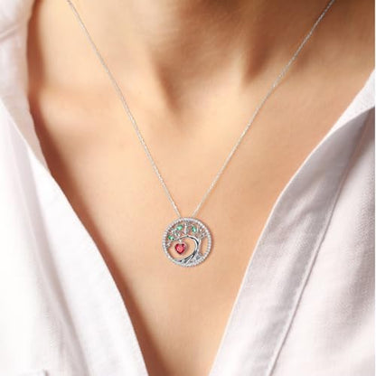 July Birthstone |Tree of Life | 925 Sterling Silver Ruby Necklace for Women