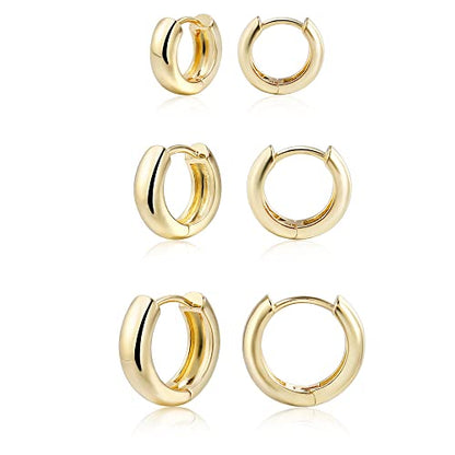 CONRAN KREMIX Small Thick Gold Chunky Hoop Earrings Lightweight Huggie Hoops For Women - color: Gold