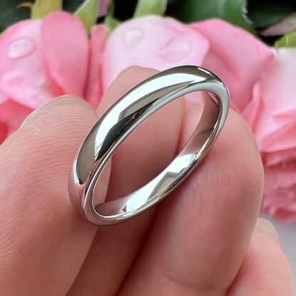 TUTISS 2mm 3mm 4mm 5mm 6mm 7mm 8mm 10mm White Tungsten Rings for Men Women Engagement Wedding Bands Domed Polished Shiny Comfort Fit - color: 3mm White Tungsten