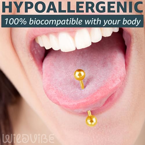 Tongue Rings Surgical Steel Straight Barbell Tongue Piercing Jewelry - Hypoallergenic Surgical Stainless Steel Nipple Rings for Women & Men Nipple Piercing Jewelry 14g, 16g (12mm 14mm 16mm 18mm 20mm) - color: Gold 4pcs - 10mm, 12mm, 14mm, 16mm