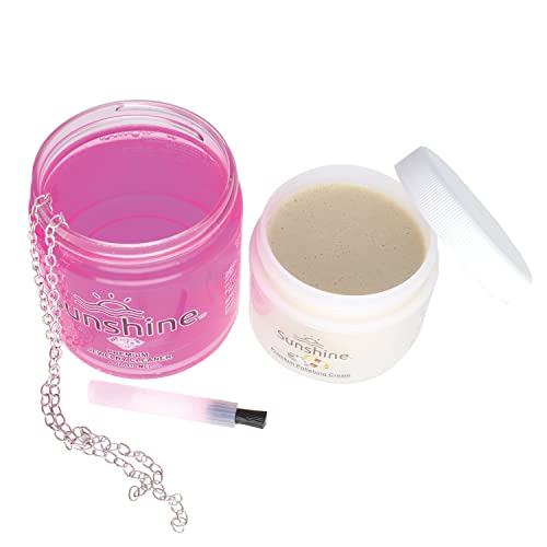 Sunshine Premium Jewelry Cleaner – 4oz Cleaner with Brush, 6oz Refill Bottle and 1.5oz Polishing Cream – Safe to Use on Gemstones, Soft Stones, Precious Metals on All Types of Jewelry