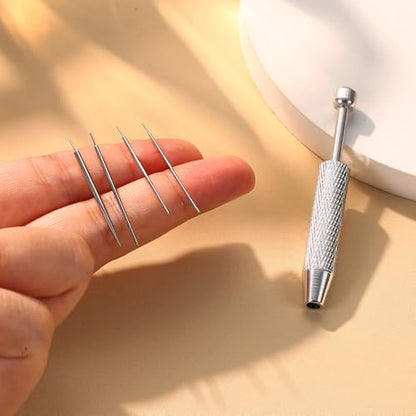 Piercing Ball Grabber Tool, 14-20G Taper for Changing Jewelry | Surgical Steel Flat Back Earrings Threader Tool Insertion Pin, Body Piercing Kit for Ear Rook Conch Nose Lip Jewelry Removal - style: Straight Threadless(14G 16G 18G 20G)+Ball Grabber Tool