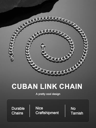 Stainless Steel Mens Cuban Link Chains, Daily Wear Hip Hop Miami Necklace | 3/6/9/12mm Silver/Gold Plated/Black necklace with Gift Box, No Tarnish, Sweatproof & Waterproof, Hypoallergenic Men Chains - color: 6mm-stainless, size: 14 inch