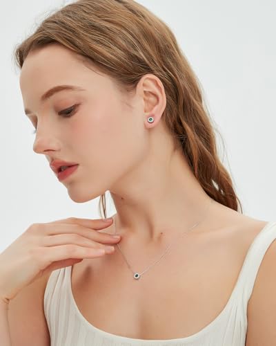 CoBi Halo Stud Earrings for Women, Cubic Zirconia Earrings, Birthstone Heart Earrings Simulated Diamond Valentine's Day - color: Emerald