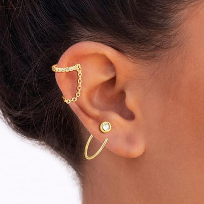 Ear Cuff Earrings for Women Non Piercing - 18K Really Gold Plated Cuff Earrings Trendy Cubic Zirconia Huggie Hoop Cartilage Earring Jewelry Gifts Gold Earring fpr Women Girls - color: 04-CZ-Earrings Cuff
