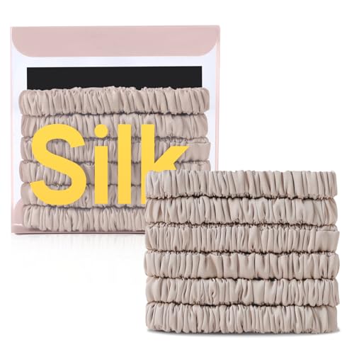 6Pcs Silk Hair Ties 100% Pure Mulberry Silk Scrunchies for Women Girls | No Hair Crease, Anti Frizz, Gentle Hold, No Damage, Color 09 - color: Color 09